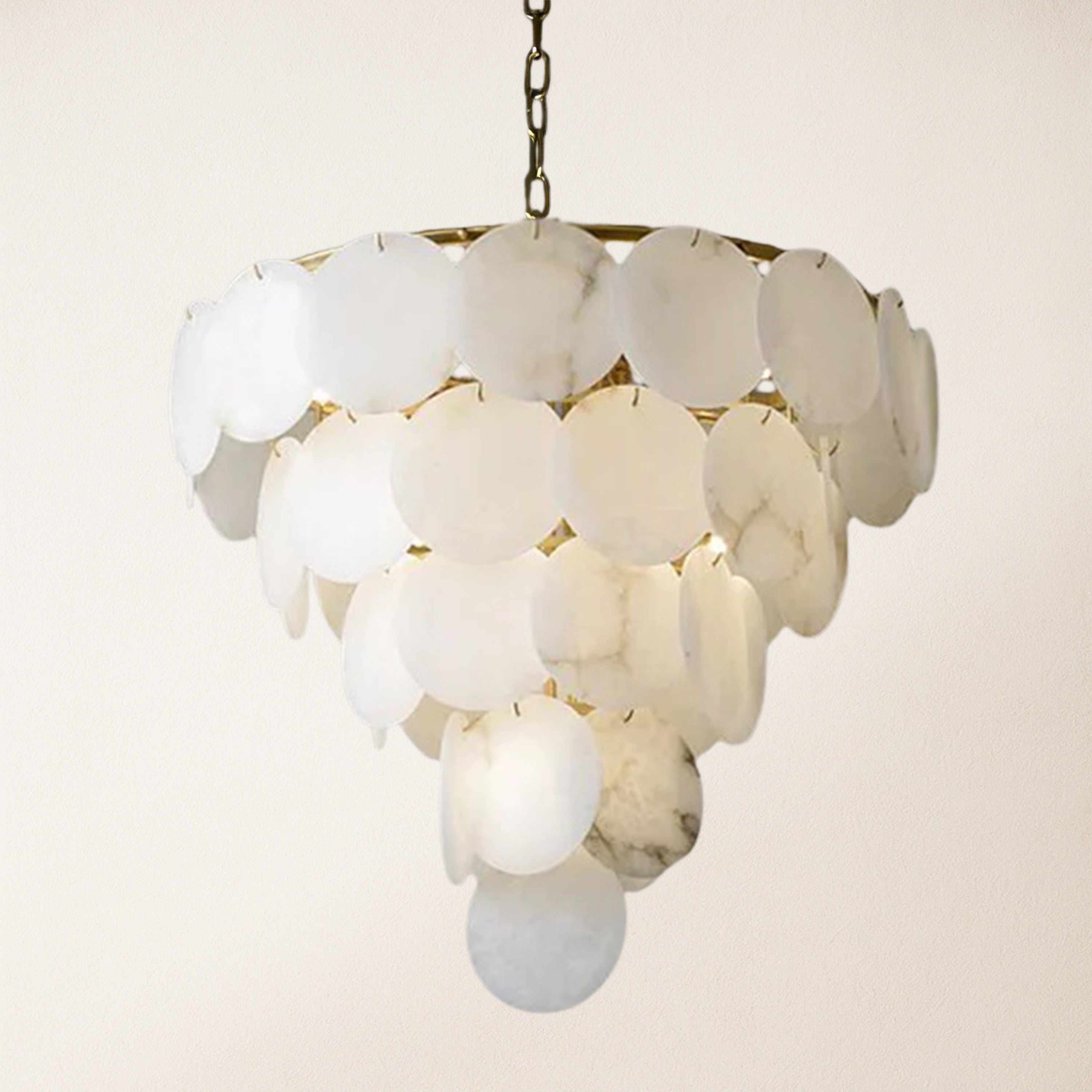 Egwent Alabaster Dish Magnolia Multi-Tiered Round Chandelier 35"D