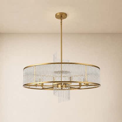 Virellune Glass Rod Round Chandelier 24" 36"D