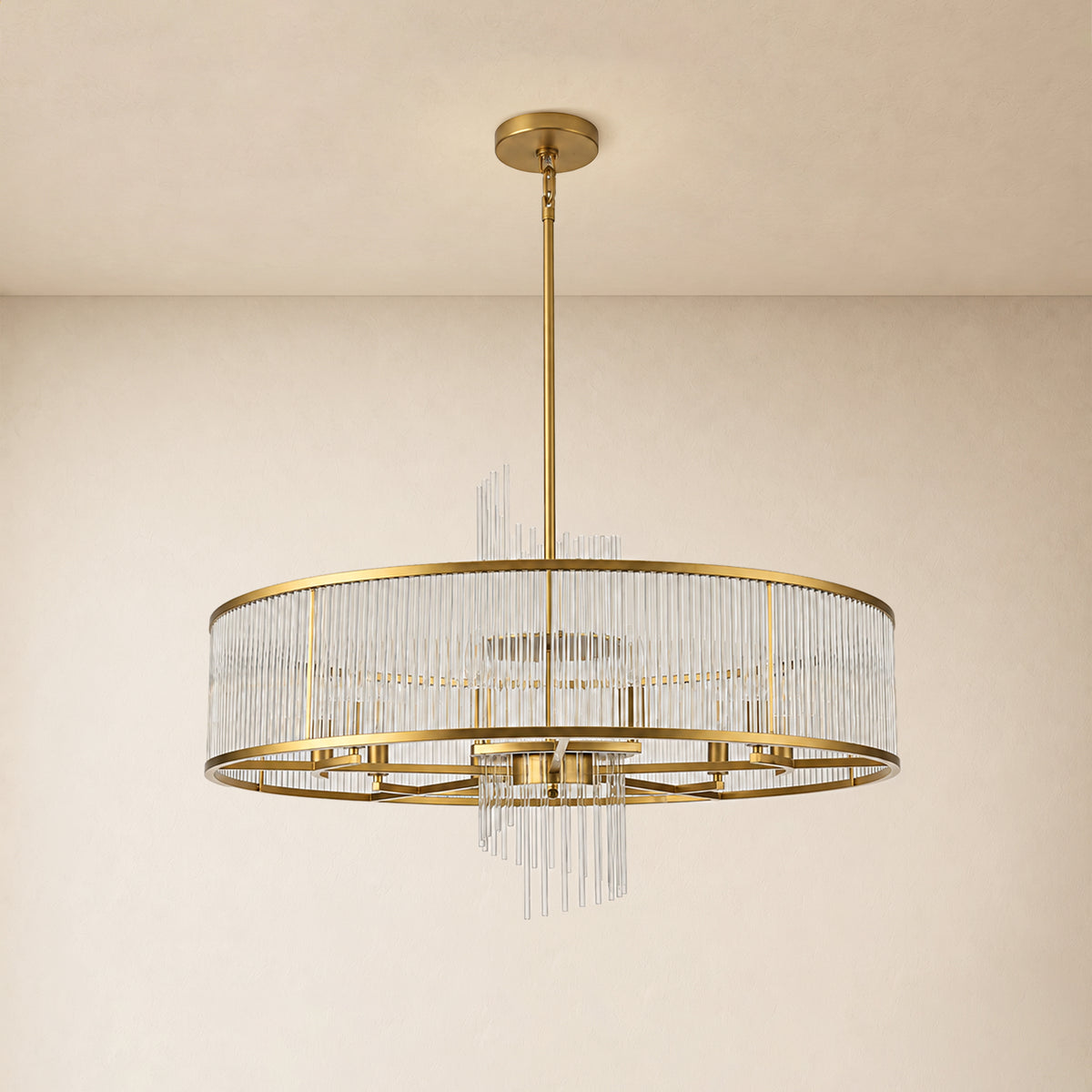 Virellune Glass Rod Round Chandelier 24" 36"D