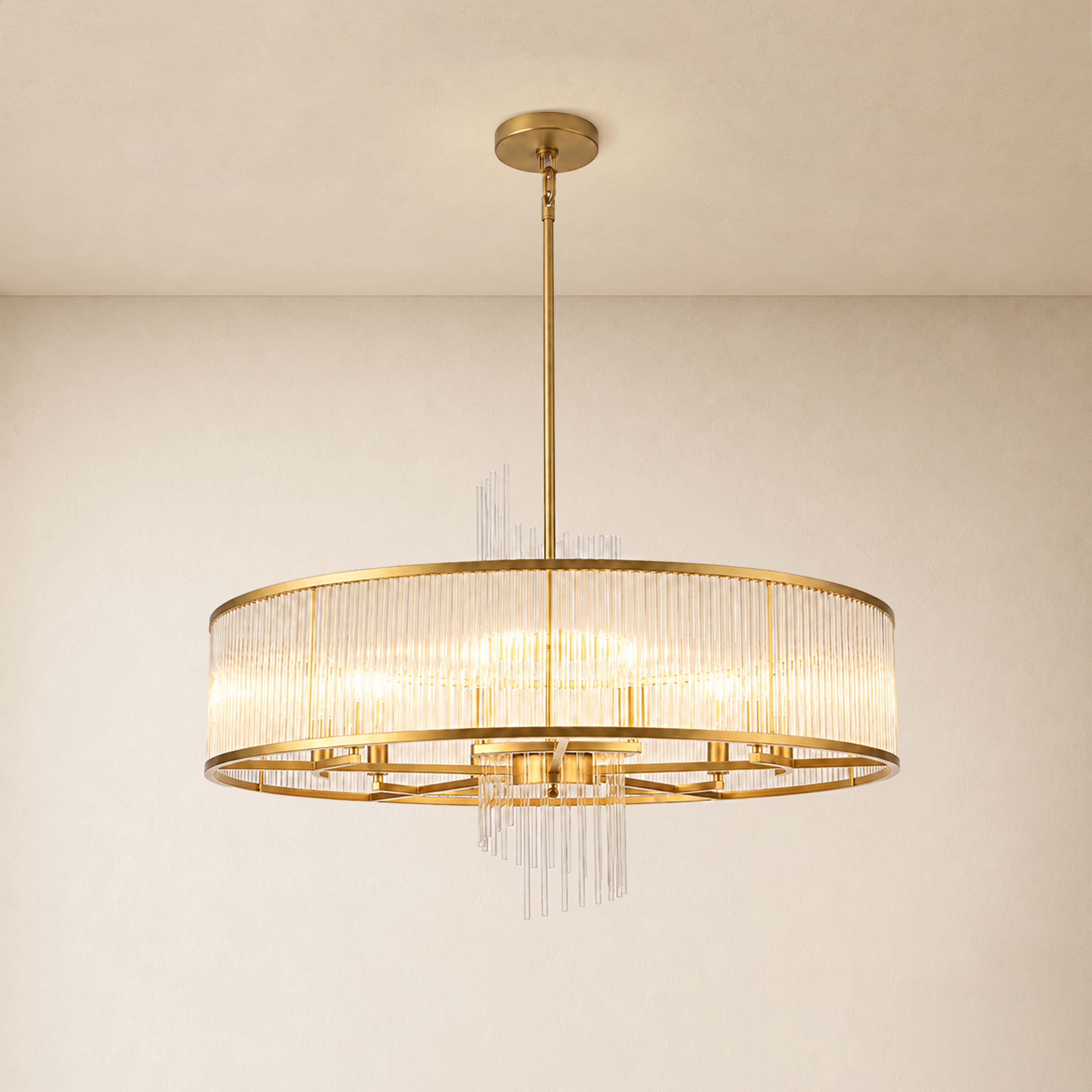 Virellune Glass Rod Round Chandelier 24" 36"D