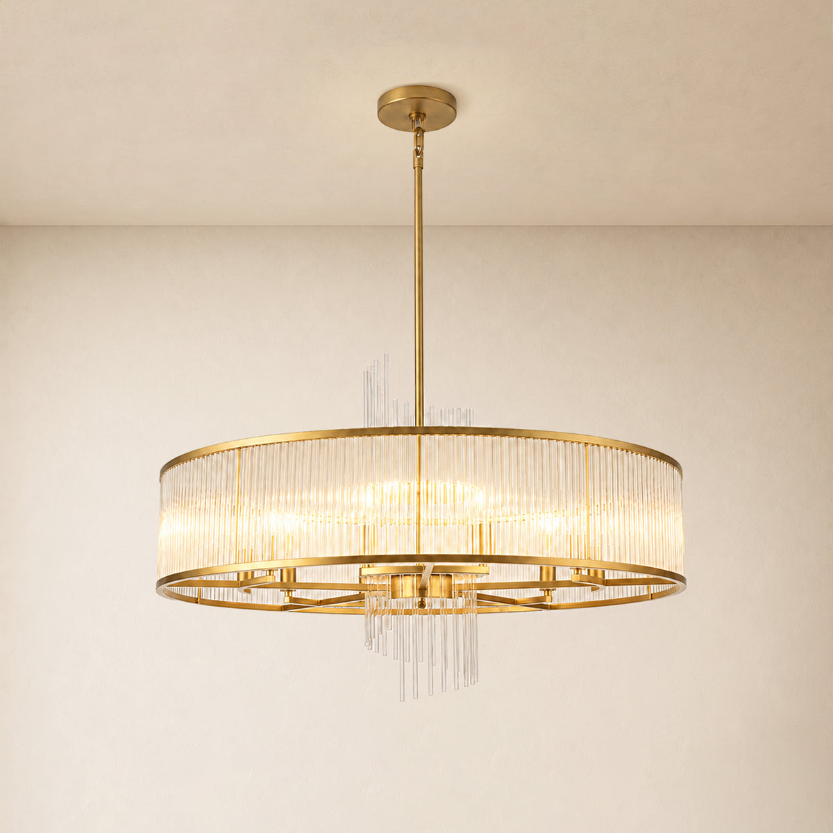 Virellune Glass Rod Round Chandelier 24" 36"D