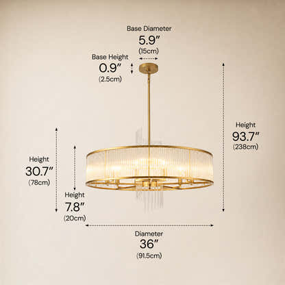 Virellune Glass Rod Round Chandelier 24" 36"D