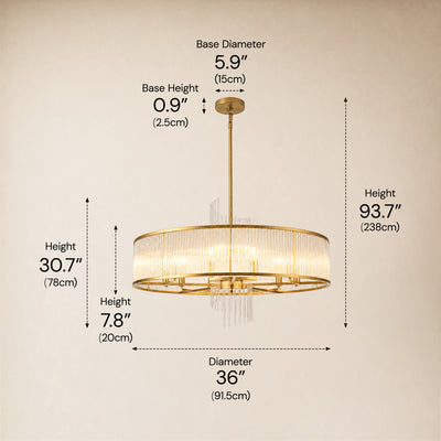 Virellune Glass Rod Round Chandelier 24" 36"D