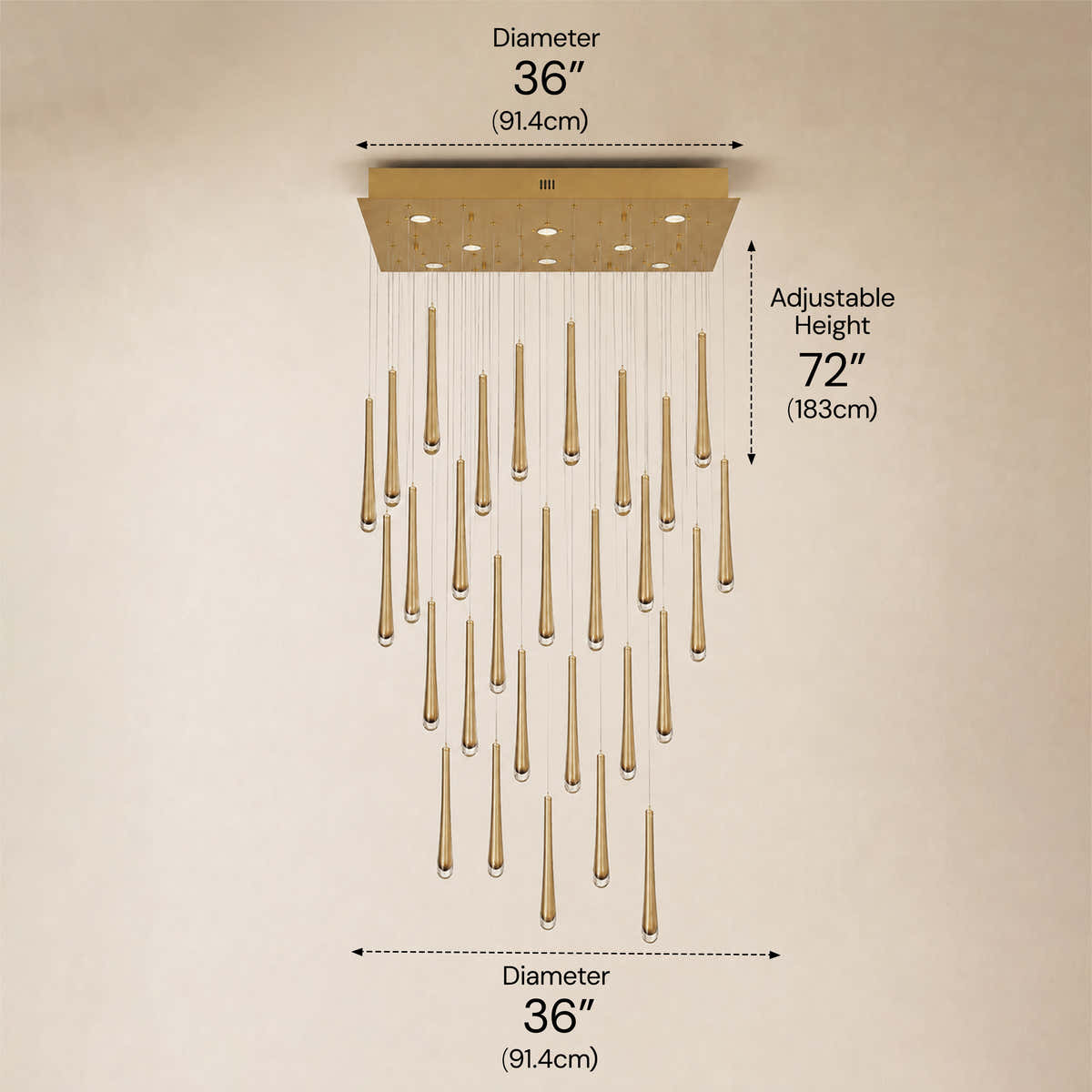 Aurelyn Crystal Square Chandelier 36"D dimensions 1