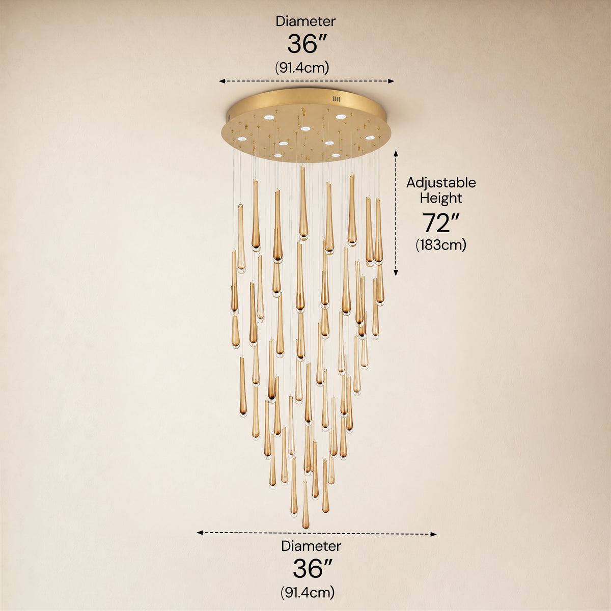 Aurelyn Crystal Round Chandelier 36"D 