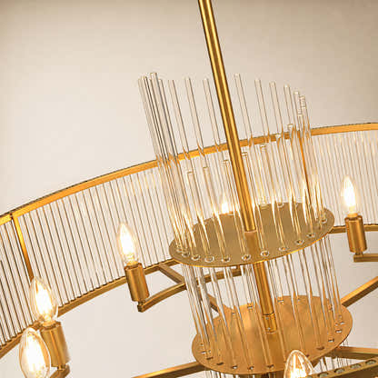 Virellune Glass Rod Round Chandelier 24" 36"D