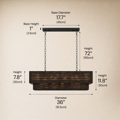 Cavana Rattan Tiered Rectangular Chandelier 36"W 