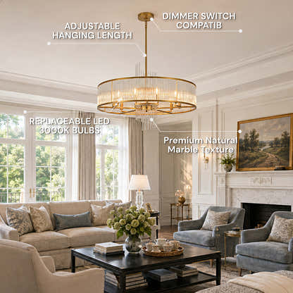 Virellune Glass Rod Round Chandelier 24" 36"D