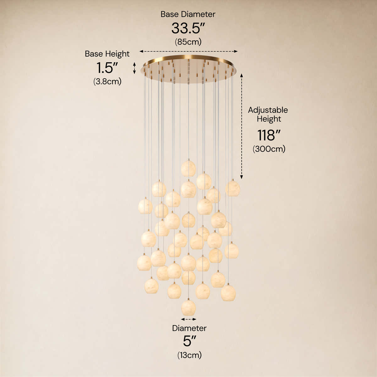 Quorvyn Resin Globe Round Chandelier dimensions 6