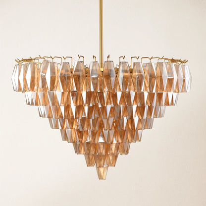 Celestial Drop Round Crystal Glass Chandelier 36"D
