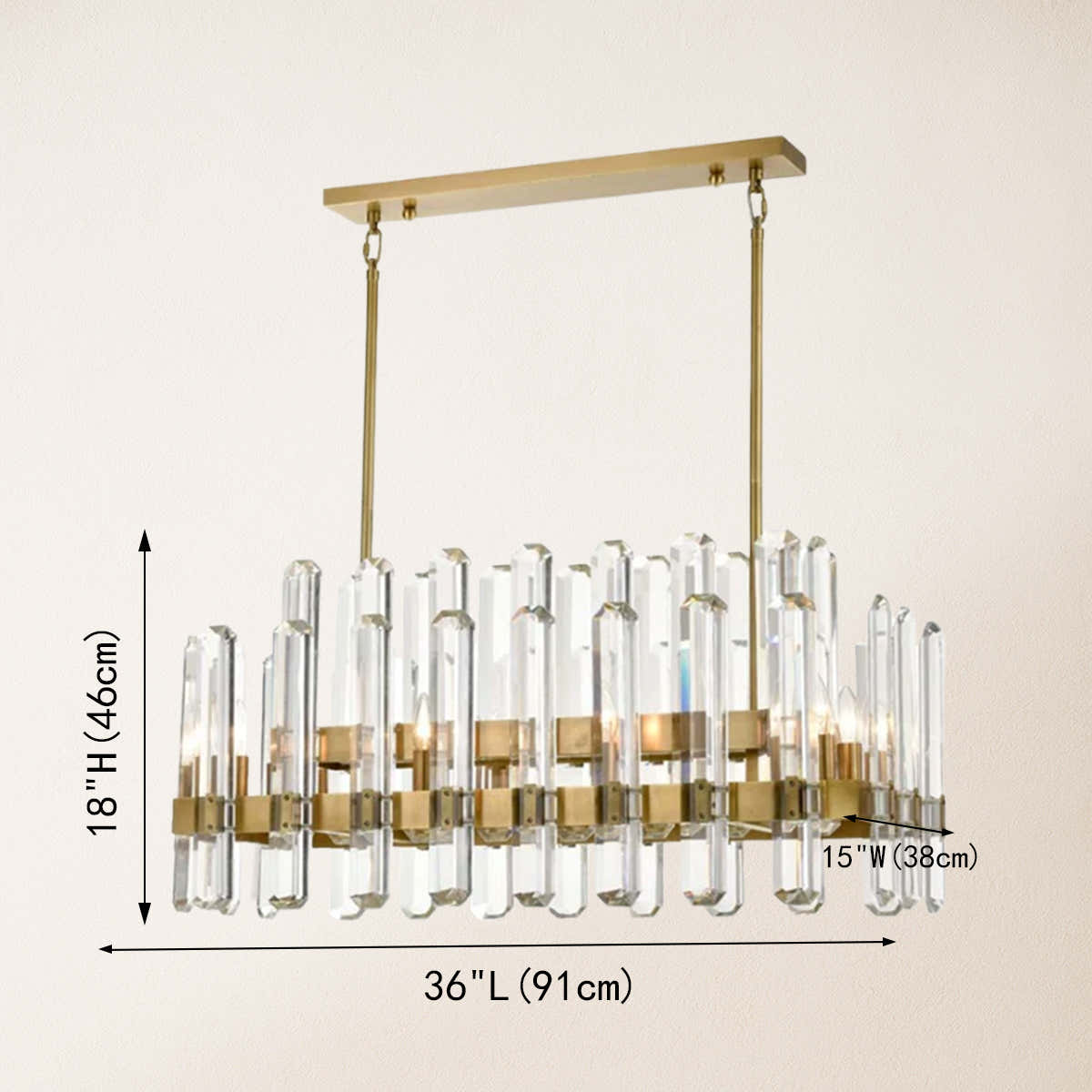 Clarion Rectangular Chandelier 36"L