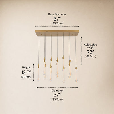 Olivene Glass Teardrop Rectangular Chandelier 37"W 