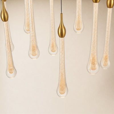 Olivene Glass Teardrop Rectangular Chandelier 37"W 