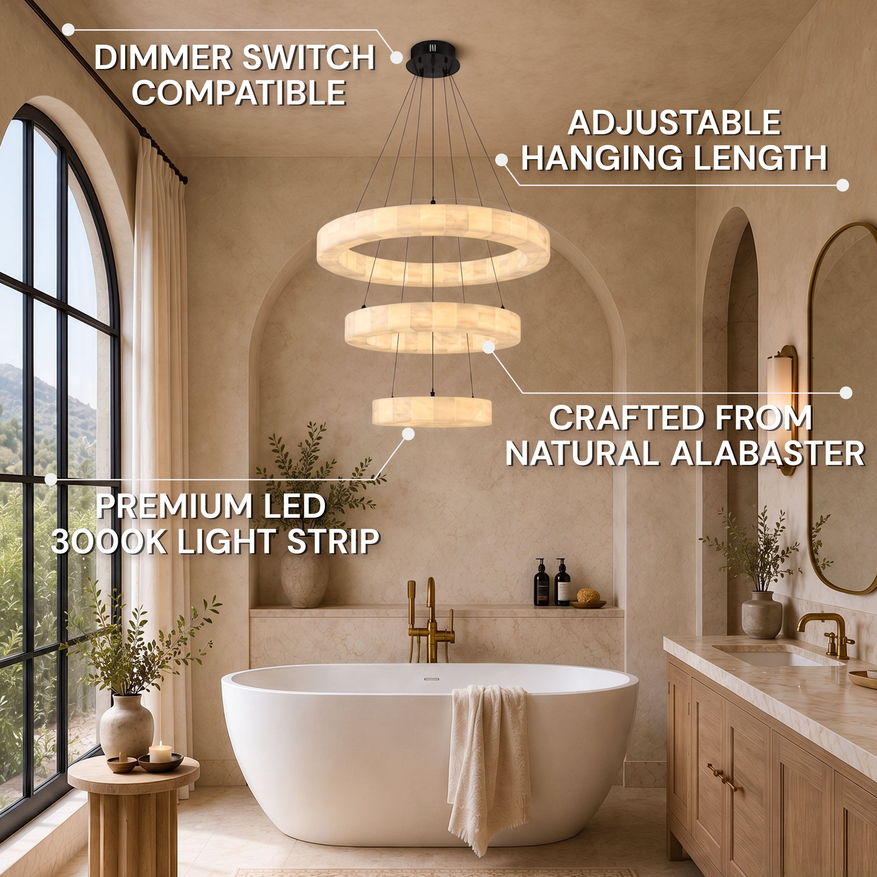 Soluna Alabaster 3 Tiered Custom Round Chandelier
