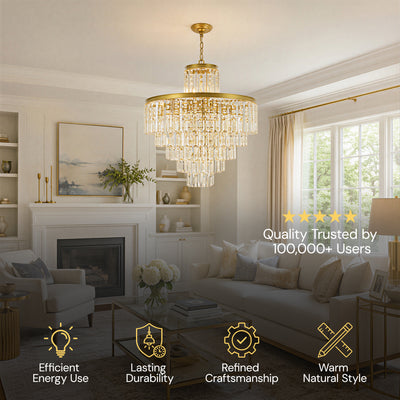 Lucentra Crystal Tiered Round Pendant 32"D