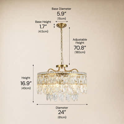 Lucentra Crystal Round Chandelier 24"W