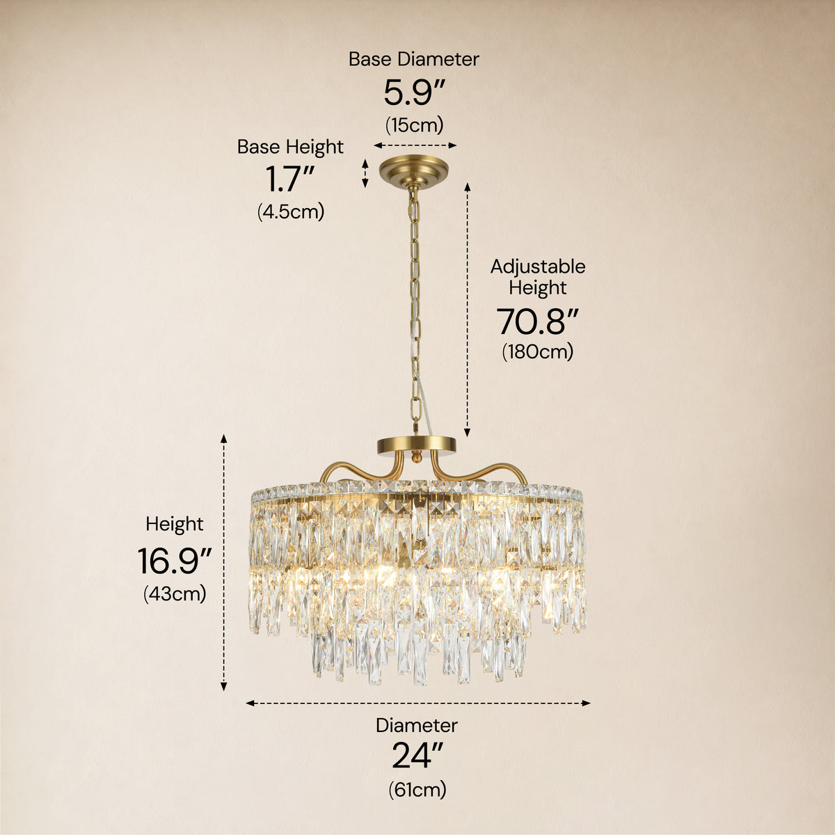 Lucentra Crystal Round Chandelier 24"W