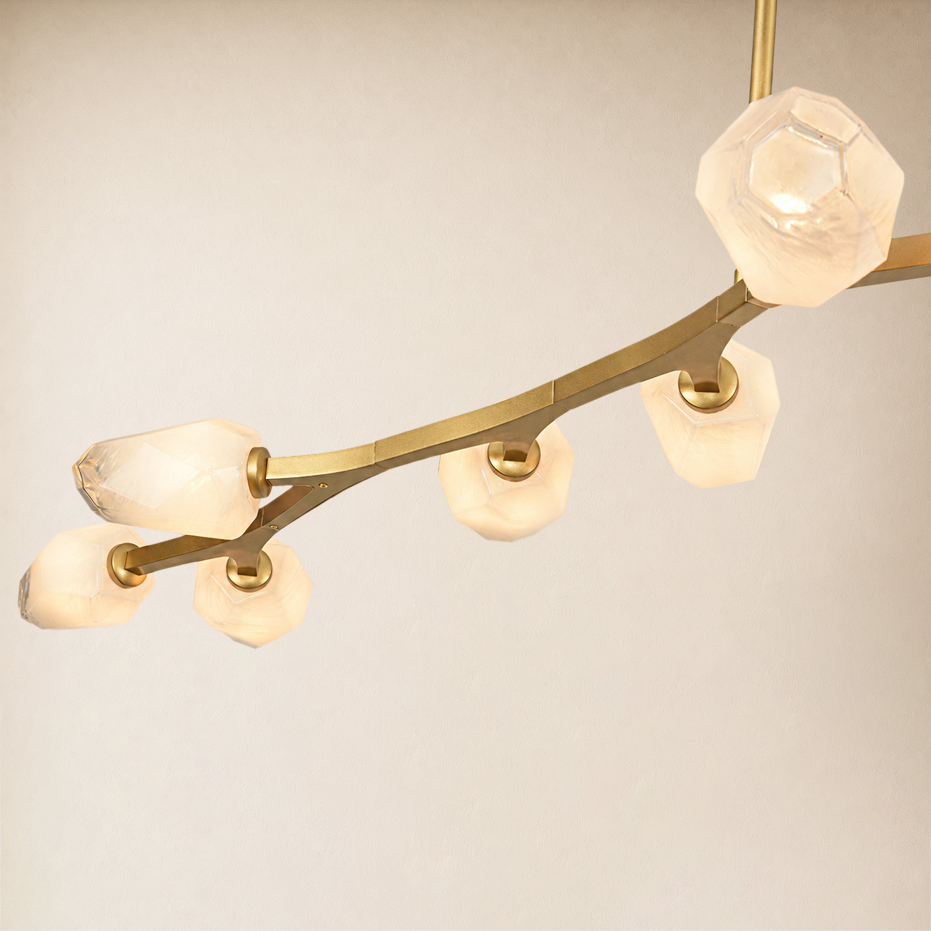 Solenne Cloud Glass Linear Chandelier 70"W#Finish_Gold