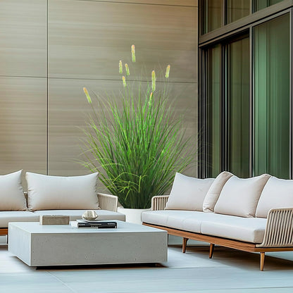 Artificial 8-Head Short Pine Grass with Curved Onion Grass Bonsai 43"H