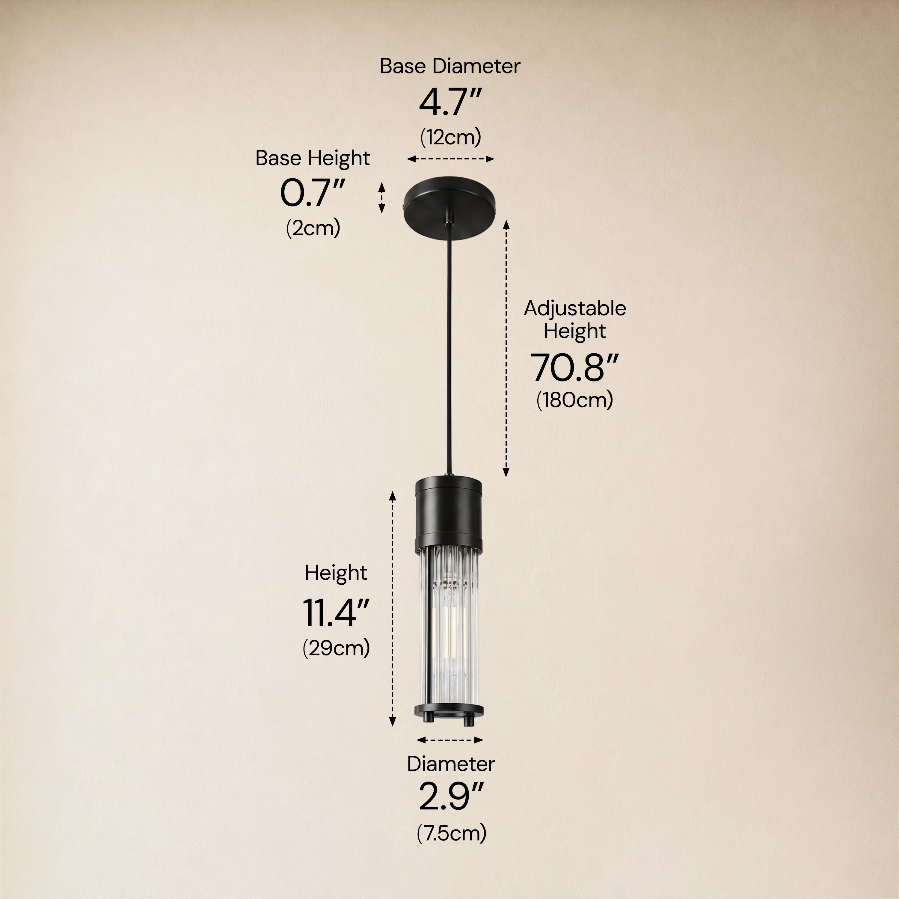 Briar Ribbed Glass Cylinder Pendant 11