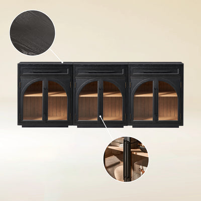 Alvar Arched 91" Oak Sideboard with Drawers(Set of 3)