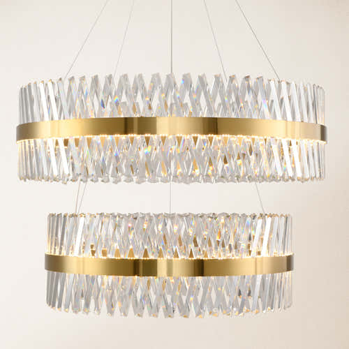 Vetro Prism Crystal 2-Tier Round Chandelier 40"D+32"D