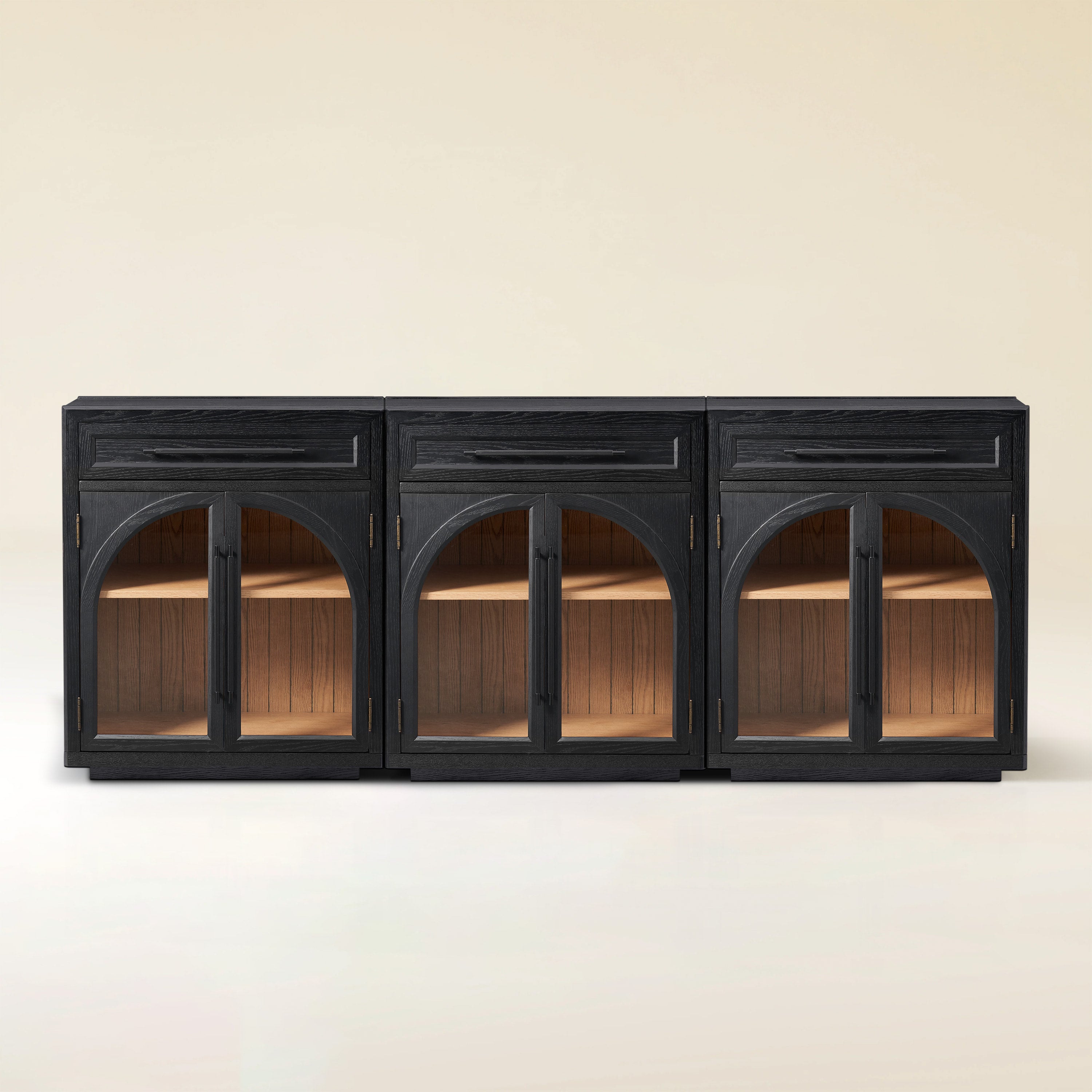 Alvar Arched 96" Oak Sideboard with Drawers(Set of 3)