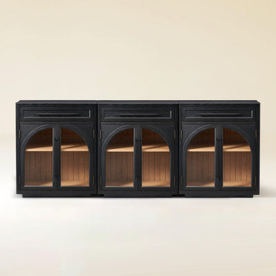 Alvar Arched 91" Oak Sideboard with Drawers(Set of 3)