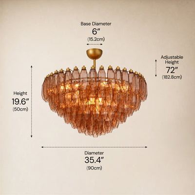 Celestial Drop Round Glass Chandelier 35.4"D