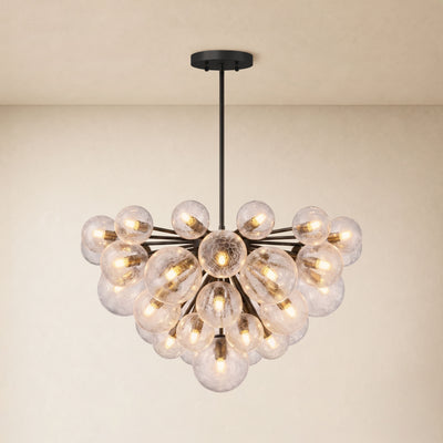 Elowen Crackled Glass Cluster Round Chandelier 24" 35"D