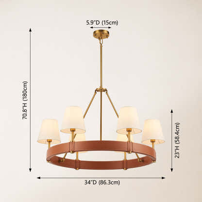 Corvella Leather Round Chandelier