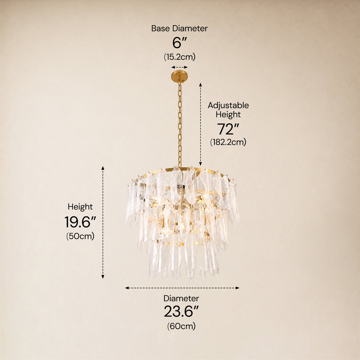 Orvessa Glass Cascade Round Chandelier 23.6"D