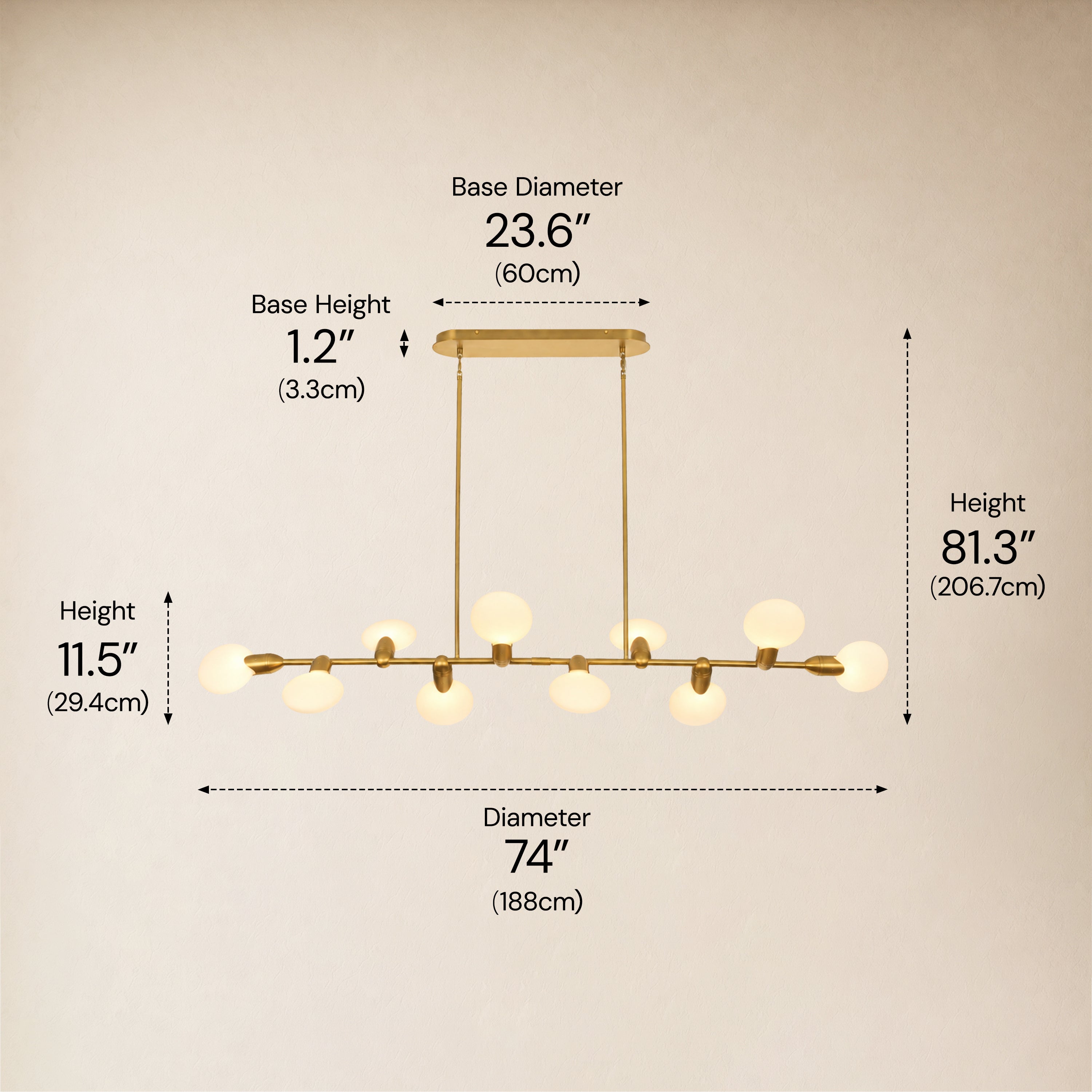 Calantha Petal Glass Linear Chandelier 74"D