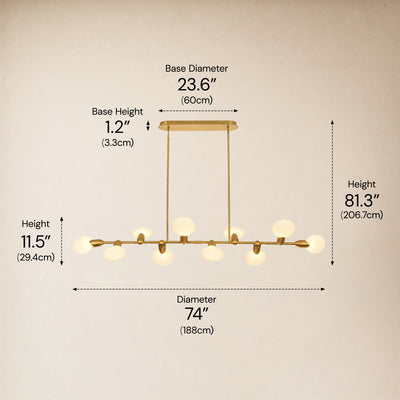 Calantha Petal Glass Linear Chandelier 74"D