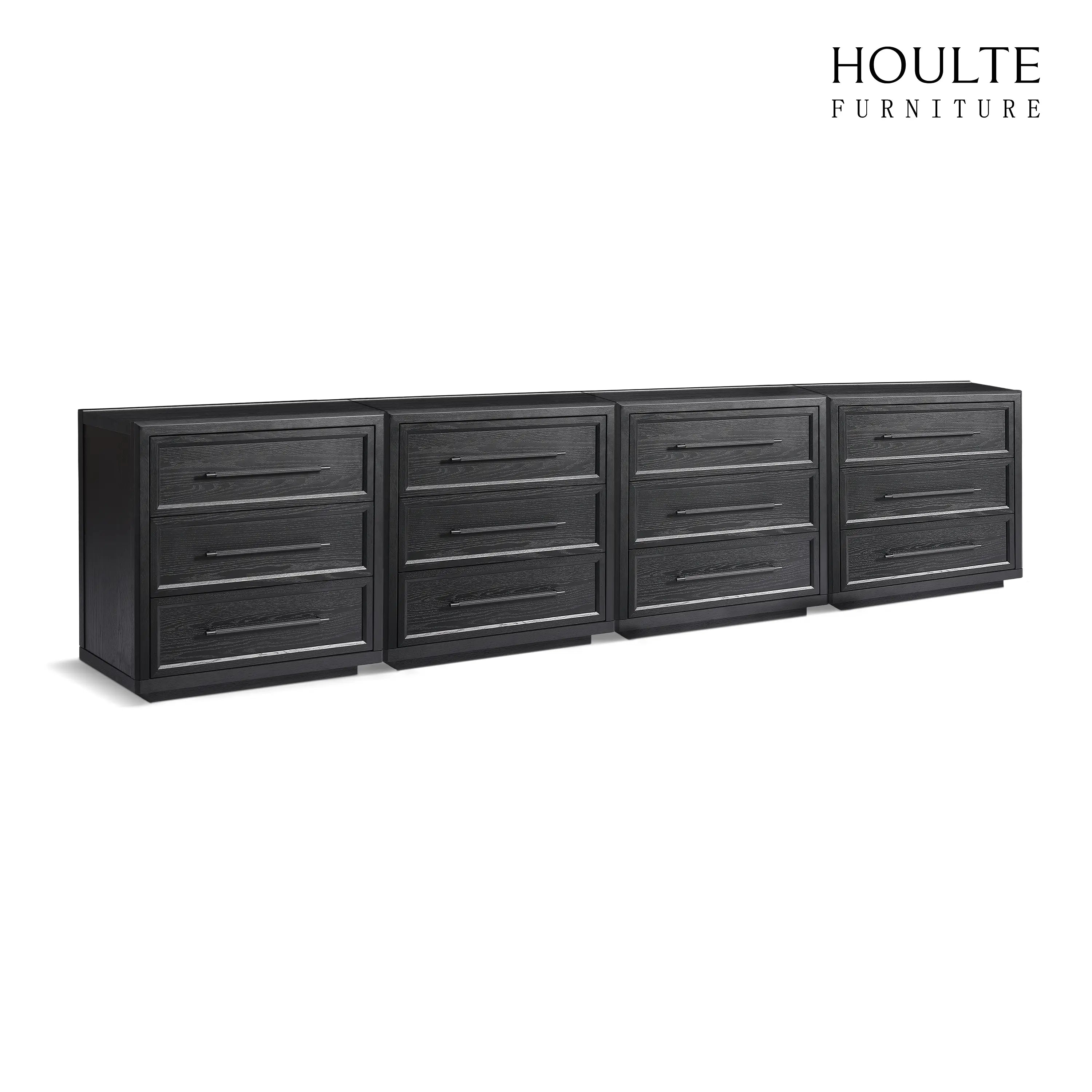 Alvar 128″ Oak 12-Drawer Chest(Set of 4)