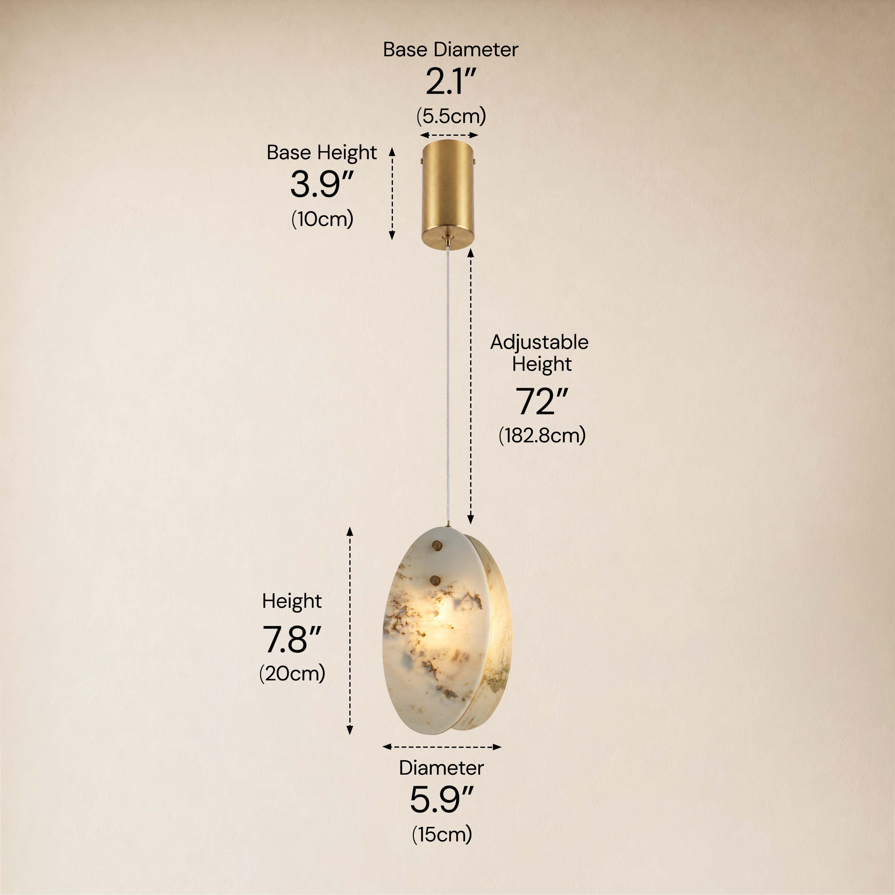 Pietra Marble Oval Pendant Light 5.9"D