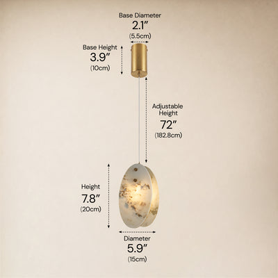 Pietra Marble Oval Pendant Light 5.9"D