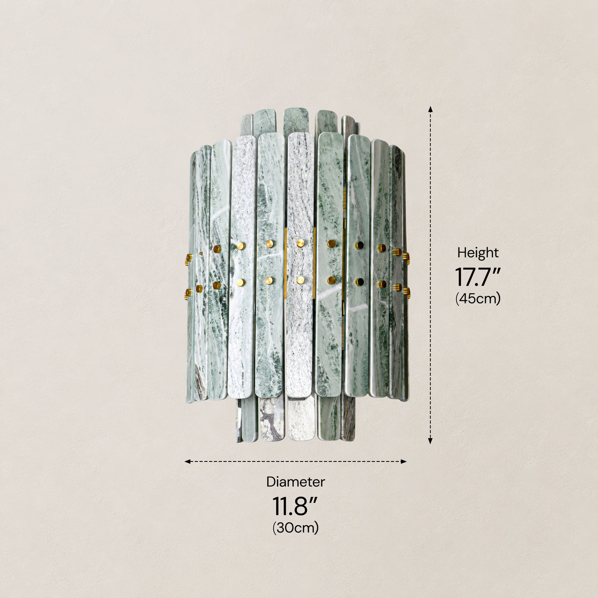 Pietra Green Marble Round Wall Sconce 11.8"D