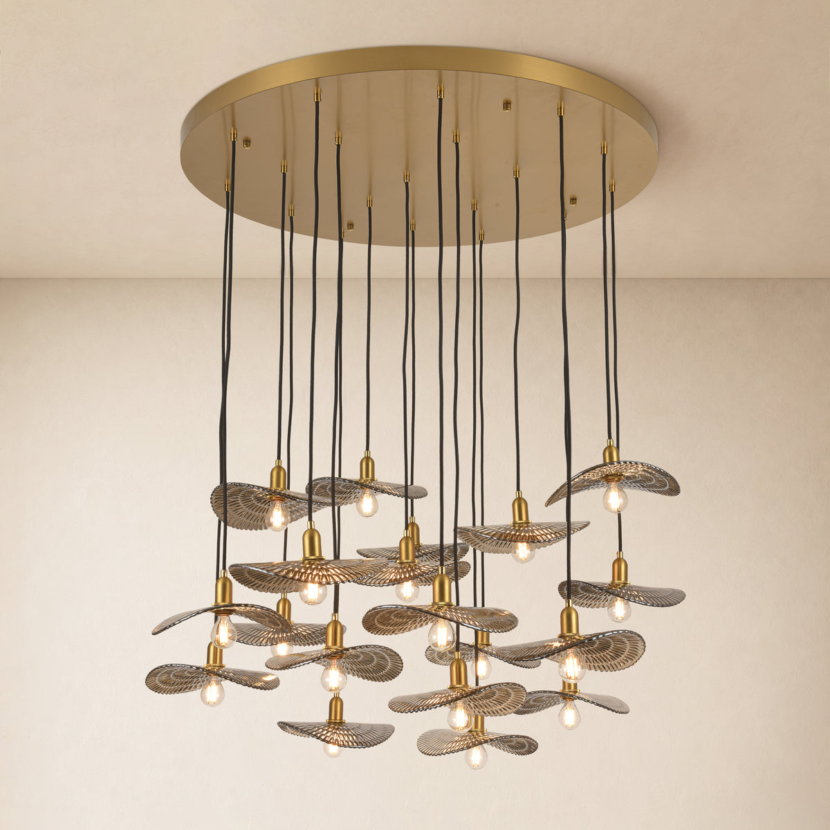 Mirelune Glass Disc Round Chandelier 36"D 