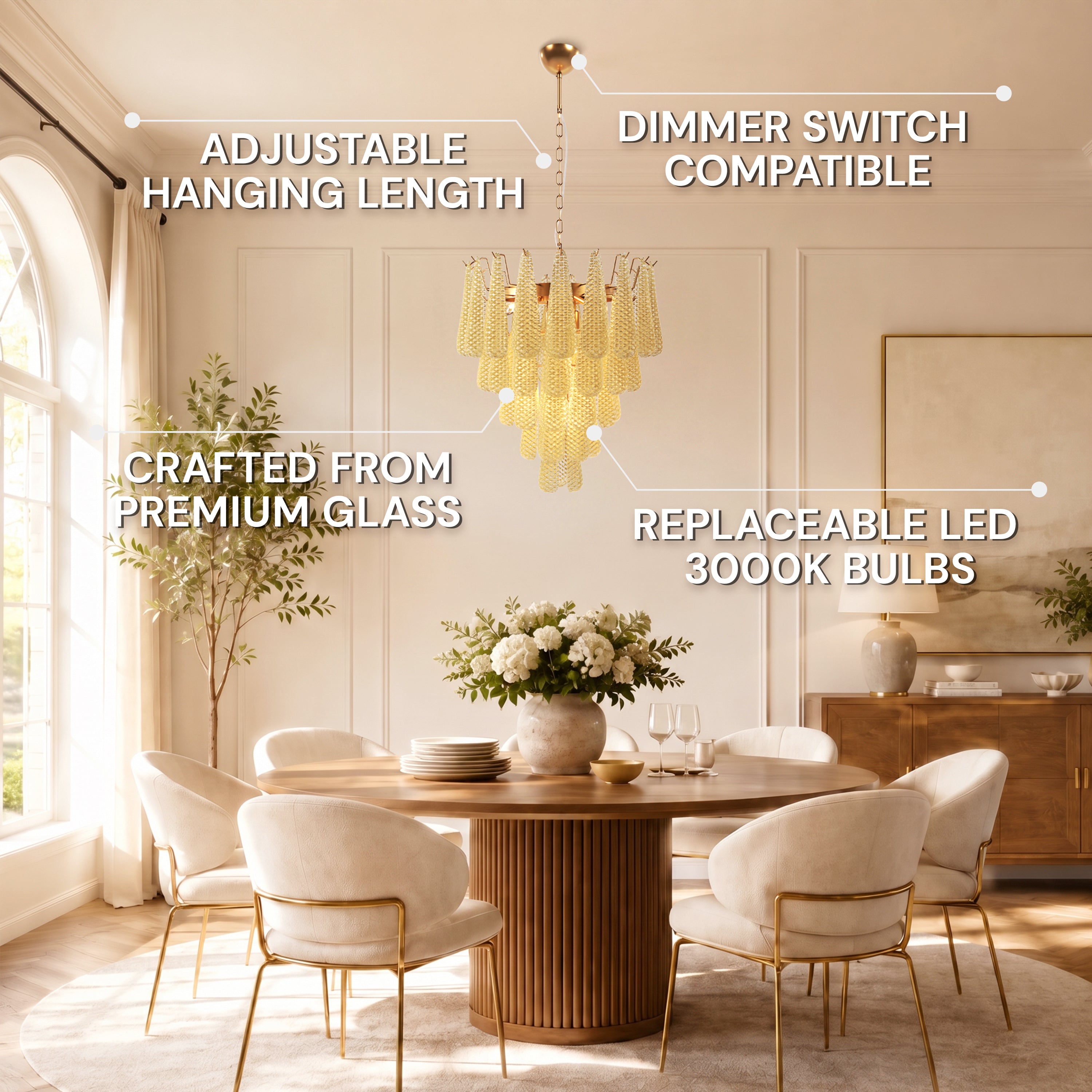 Veloria Textured Glass Tiered Round Chandelier 32"D