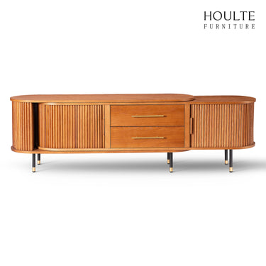 Ewan Oak Extendable Media Console 78.74" to 110.24"