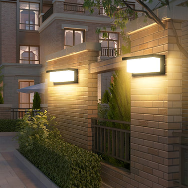 Rectangle Waterproof Light Control Induction Black Modern Solar Sconces