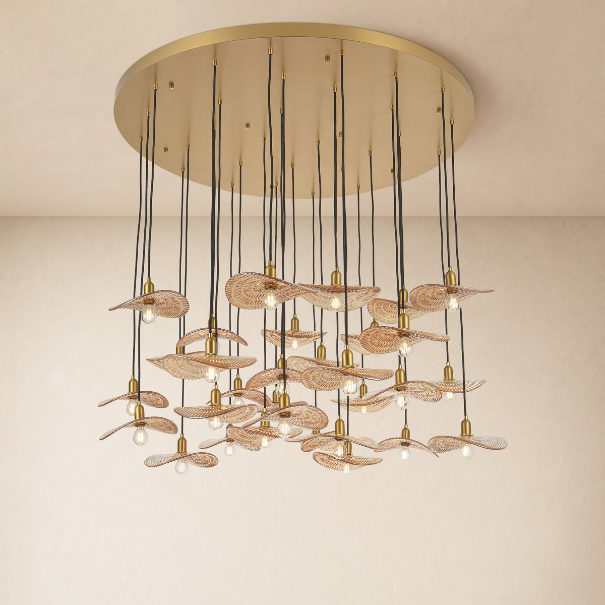 Mirelune Glass Disc Round Chandelier 48"D 
