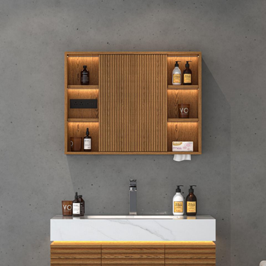Isla Oak Vanity with Mirror 35.4"