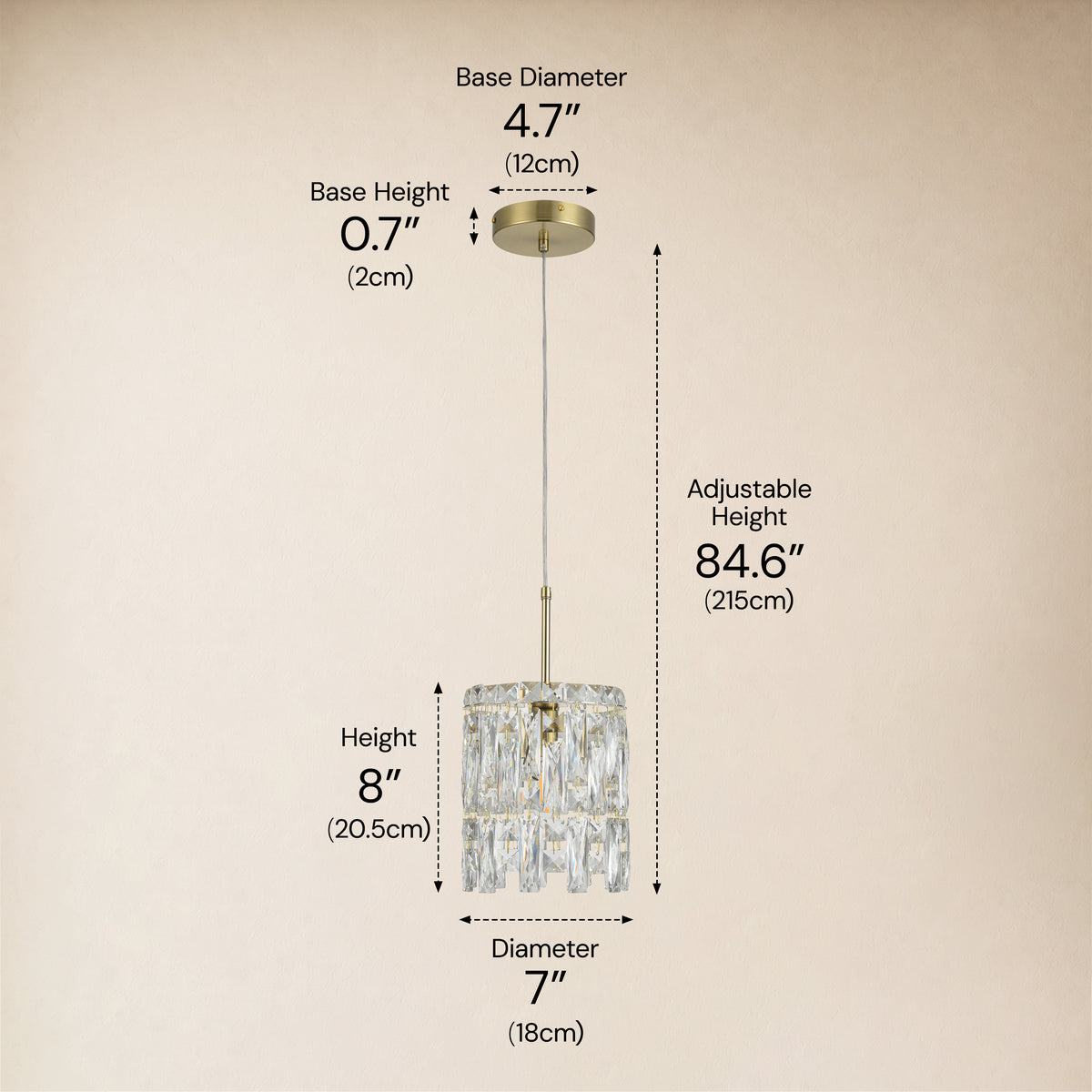 Lucentra Crystal Round Pendant 7"W