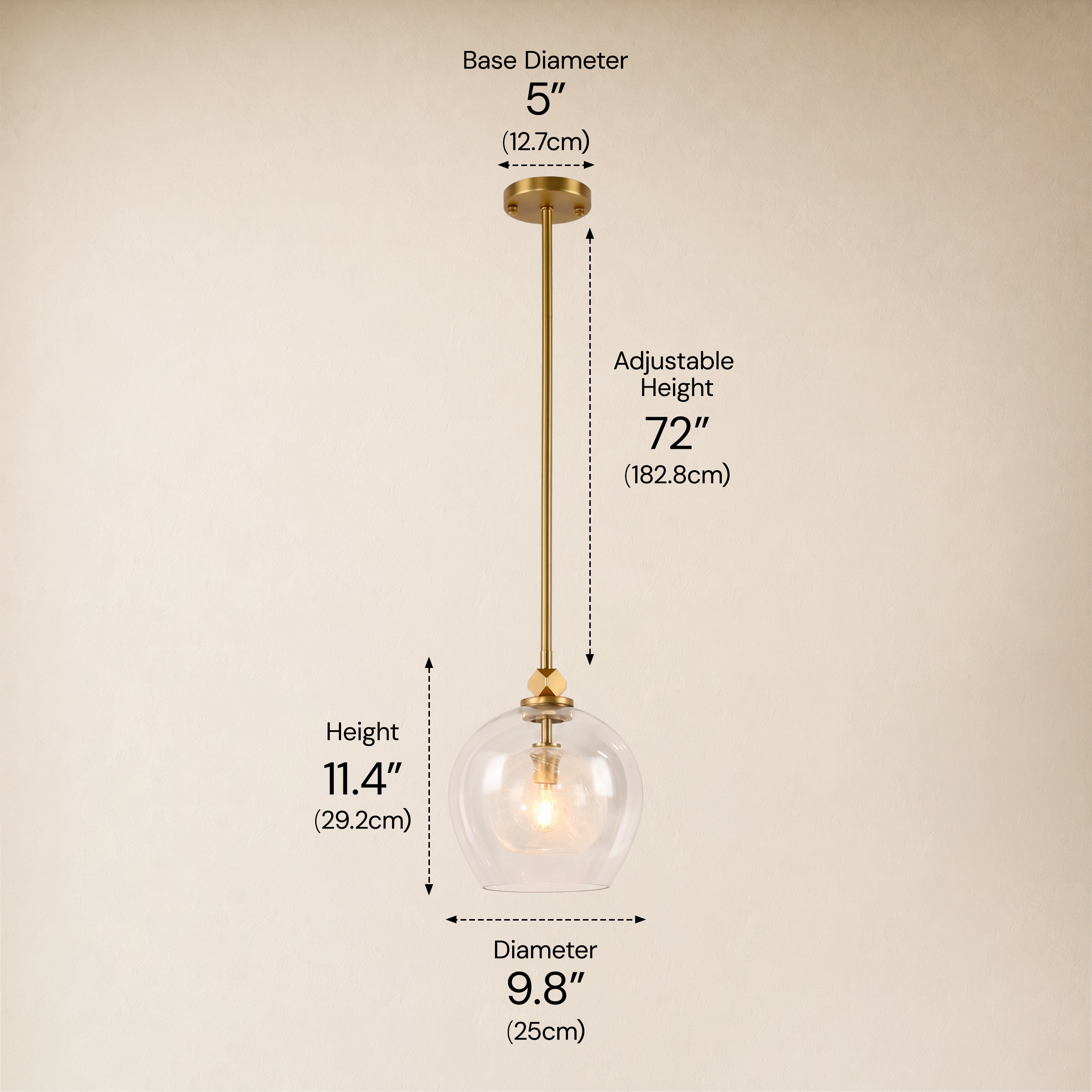 Aurevin Clear Glass Globe Pendant 9.8"D