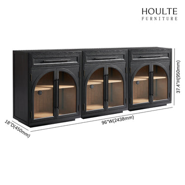 Alvar Arched 96" Oak Sideboard with Drawers(Set of 3)