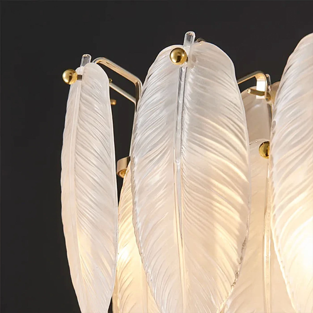 Avelis Glass Feather Linear Chandelier 40"W
