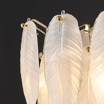 Avelis Glass Feather Linear Chandelier 40"W