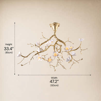 Floravine Ceramic Floral Branch Chandelier 47.2"W
